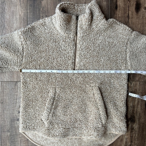 Old Navy Quarter Zip Sherpa Front Pockets Beige Women's Size Small - Picture 6 of 10